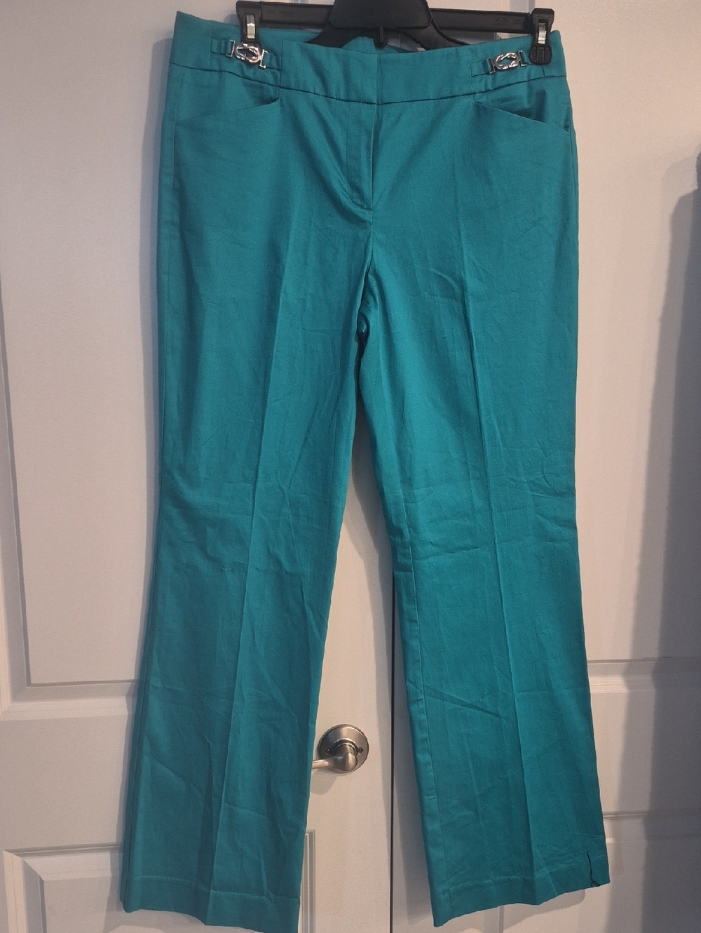 Women's Teal Boot-Cut Dress Pants